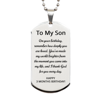 Load image into Gallery viewer, 3 Months Gift for Son - 3 Months Dog Tag Necklace for Son Stainless Steel – front view
