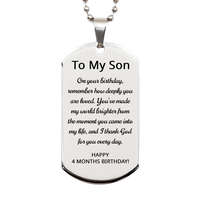 Load image into Gallery viewer, 4 Months Gift for Son - 4 Months Dog Tag Necklace for Son Stainless Steel – front view
