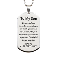 Load image into Gallery viewer, 41st Birthday Gift for Son - 41st Birthday Dog Tag Necklace for Son Stainless Steel – front view
