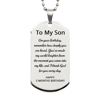Load image into Gallery viewer, 5 Months Gift for Son - 5 Months Dog Tag Necklace for Son Stainless Steel – front view
