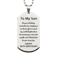 Load image into Gallery viewer, 56th Birthday Gift for Son - 56th Birthday Dog Tag Necklace for Son Stainless Steel – front view
