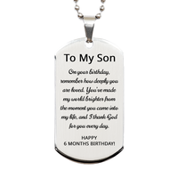 Load image into Gallery viewer, 6 Months Gift for Son - 6 Months Dog Tag Necklace for Son Stainless Steel – front view
