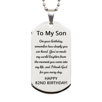 Load image into Gallery viewer, 82nd Birthday Gift for Son - 82nd Birthday Dog Tag Necklace for Son Stainless Steel – front view
