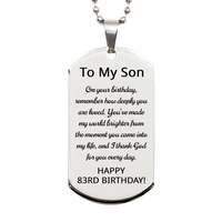 Load image into Gallery viewer, 83rd Birthday Gift for Son - 83rd Birthday Dog Tag Necklace for Son Stainless Steel – front view
