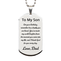 Load image into Gallery viewer, To My Son Birthday Gift from Dad - Son Dog Tag Necklace from Dad - Son Birthday Necklace – front view

