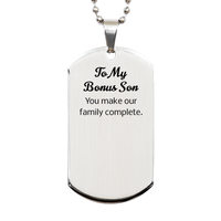 Load image into Gallery viewer, Bonus Son Dog Tag - You make our family complete – front view

