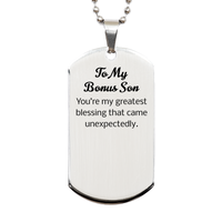 Load image into Gallery viewer, Bonus Son Dog Tag Necklace - Youre my greatest blessing that came unexpectedly – front view
