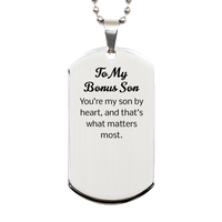 Load image into Gallery viewer, Bonus Son Dog Tag Necklace - Youre my son by heart and thats what matters most – front view
