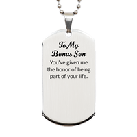 Load image into Gallery viewer, Bonus Son Dog Tag Necklace - Youve given me the honor of being part of your life – front view
