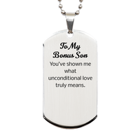 Load image into Gallery viewer, Bonus Son Dog Tag Necklace - Youve shown me what unconditional love truly means – front view
