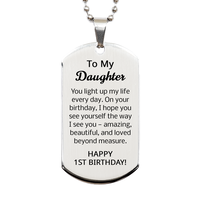 Load image into Gallery viewer, 1st Birthday Gifts for Daughter - 1st Birthday Dog Tag Necklace for Daughter - Stainless Steel – front view
