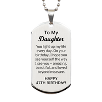 Load image into Gallery viewer, 47th Birthday Gifts for Daughter - 47th Birthday Dog Tag Necklace for Daughter - Stainless Steel – front view
