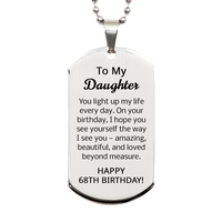 Load image into Gallery viewer, 68th Birthday Gifts for Daughter - 68th Birthday Dog Tag Necklace for Daughter - Stainless Steel – front view
