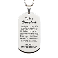 Load image into Gallery viewer, 71st Birthday Gifts for Daughter - 71st Birthday Dog Tag Necklace for Daughter - Stainless Steel – front view
