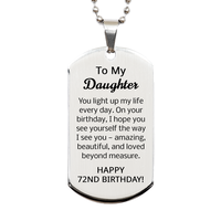 Load image into Gallery viewer, 72nd Birthday Gifts for Daughter - 72nd Birthday Dog Tag Necklace for Daughter - Stainless Steel – front view
