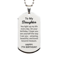 Load image into Gallery viewer, 7th Birthday Gifts for Daughter - 7th Birthday Dog Tag Necklace for Daughter - Stainless Steel – front view
