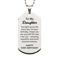 Load image into Gallery viewer, 93rd Birthday Gifts for Daughter - 93rd Birthday Dog Tag Necklace for Daughter - Stainless Steel – front view
