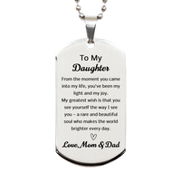 Load image into Gallery viewer, To My Daughter Dog Tag from Mom and Dad – front view
