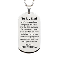 Load image into Gallery viewer, 13th Birthday Gifts for Dad - 13th Birthday Dog Tag Necklace for Dad - Stainless Steel – front view
