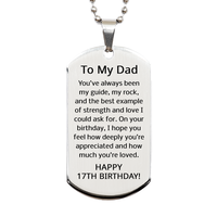 Load image into Gallery viewer, 17th Birthday Gifts for Dad - 17th Birthday Dog Tag Necklace for Dad - Stainless Steel – front view
