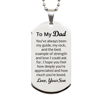 Load image into Gallery viewer, To My Dad Dog Tag Necklace from Son - Dad Christmas Gift from Son - Stainless Steel – front view
