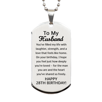 Load image into Gallery viewer, 28th Birthday Gifts for Husband - 28th Birthday Dog Tag Necklace for Husband - Stainless Steel – front view
