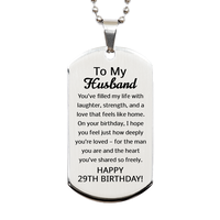 Load image into Gallery viewer, 29th Birthday Gifts for Husband - 29th Birthday Dog Tag Necklace for Husband - Stainless Steel – front view
