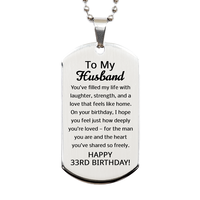 Load image into Gallery viewer, 33rd Birthday Gifts for Husband - 33rd Birthday Dog Tag Necklace for Husband - Stainless Steel – front view
