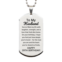 Load image into Gallery viewer, 39th Birthday Gifts for Husband - 39th Birthday Dog Tag Necklace for Husband - Stainless Steel – front view
