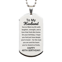 Load image into Gallery viewer, 40th Birthday Gifts for Husband - 40th Birthday Dog Tag Necklace for Husband - Stainless Steel – front view
