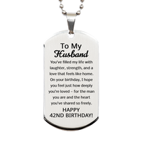 Load image into Gallery viewer, 42nd Birthday Gifts for Husband - 42nd Birthday Dog Tag Necklace for Husband - Stainless Steel – front view
