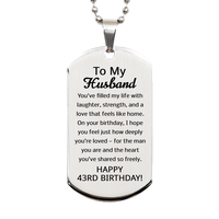 Load image into Gallery viewer, 43rd Birthday Gifts for Husband - 43rd Birthday Dog Tag Necklace for Husband - Stainless Steel – front view
