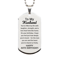 Load image into Gallery viewer, 44th Birthday Gifts for Husband - 44th Birthday Dog Tag Necklace for Husband - Stainless Steel – front view
