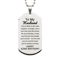 Load image into Gallery viewer, 62nd Birthday Gifts for Husband - 62nd Birthday Dog Tag Necklace for Husband - Stainless Steel – front view
