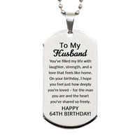 Load image into Gallery viewer, 64th Birthday Gifts for Husband - 64th Birthday Dog Tag Necklace for Husband - Stainless Steel – front view
