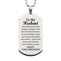 Load image into Gallery viewer, 72nd Birthday Gifts for Husband - 72nd Birthday Dog Tag Necklace for Husband - Stainless Steel – front view

