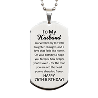 Load image into Gallery viewer, 76th Birthday Gifts for Husband - 76th Birthday Dog Tag Necklace for Husband - Stainless Steel – front view
