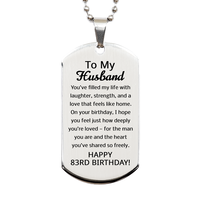 Load image into Gallery viewer, 83rd Birthday Gifts for Husband - 83rd Birthday Dog Tag Necklace for Husband - Stainless Steel – front view
