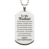 Load image into Gallery viewer, 85th Birthday Gifts for Husband - 85th Birthday Dog Tag Necklace for Husband - Stainless Steel – front view
