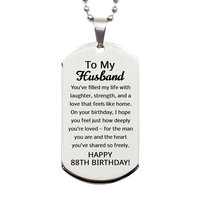 Load image into Gallery viewer, 88th Birthday Gifts for Husband - 88th Birthday Dog Tag Necklace for Husband - Stainless Steel – front view
