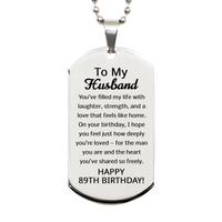 Load image into Gallery viewer, 89th Birthday Gifts for Husband - 89th Birthday Dog Tag Necklace for Husband - Stainless Steel – front view
