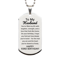 Load image into Gallery viewer, 93rd Birthday Gifts for Husband - 93rd Birthday Dog Tag Necklace for Husband - Stainless Steel – front view
