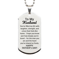 Load image into Gallery viewer, Fathers Day Gift for Husband - Fathers Day Dog Tag for Husband - Stainless Steel – front view

