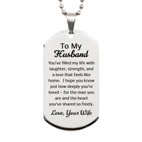 Load image into Gallery viewer, Husband Dog Tag Necklace - Husband Christmas Gift from Wife – front view
