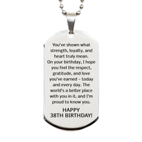 Load image into Gallery viewer, 38th Birthday Gifts for Men - 38th Birthday Dog Tag Necklace for Him - Stainless Steel – front view
