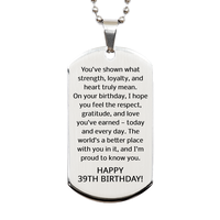 Load image into Gallery viewer, 39th Birthday Gifts for Men - 39th Birthday Dog Tag Necklace for Him - Stainless Steel – front view
