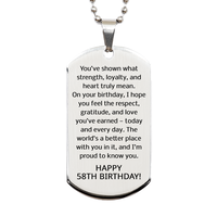 Load image into Gallery viewer, 58th Birthday Gifts for Men - 58th Birthday Dog Tag Necklace for Him - Stainless Steel – front view
