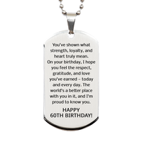 Load image into Gallery viewer, 60th Birthday Gifts for Men - 60th Birthday Dog Tag Necklace for Him - Stainless Steel – front view
