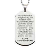 Load image into Gallery viewer, 62nd Birthday Gifts for Men - 62nd Birthday Dog Tag Necklace for Him - Stainless Steel – front view
