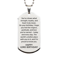 Load image into Gallery viewer, 63rd Birthday Gifts for Men - 63rd Birthday Dog Tag Necklace for Him - Stainless Steel – front view
